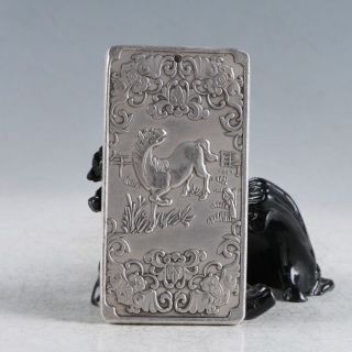 Tibet Silver Hand Carved Horse (the Twelve Zodiacal Constellatio) Pendant