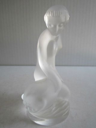 Vtg Lalique Nude Woman & Goose Figure - 4 1/2 " Tall -