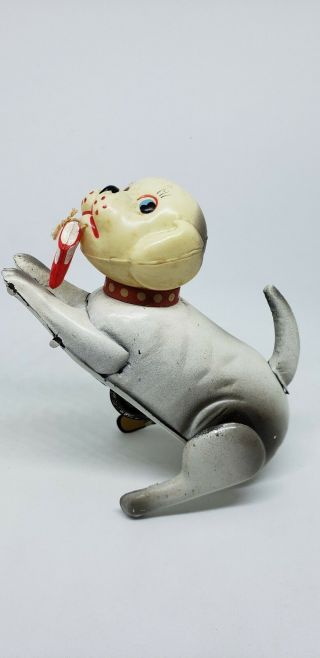 Vintage Tin Wind Up Toy Dog Shoe Celluloid Head " Made In Occupied Japan "