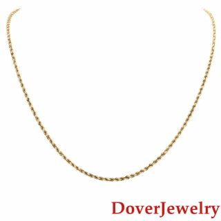Estate 14k Yellow Gold Rope Link Chain Necklace 12.  0 Grams Nr