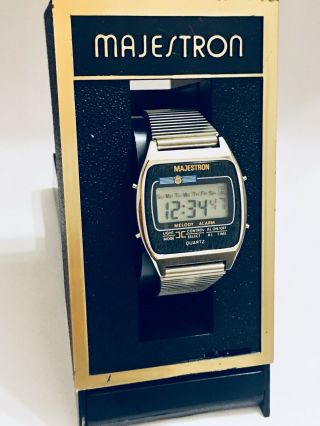Vintage Majestron Chronograph Melody Digital Lcd Wrist Watch From 1970s (10650m)