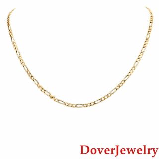 Estate 18k Yellow Gold Figaro Link Chain Necklace 7.  3 Grams Nr