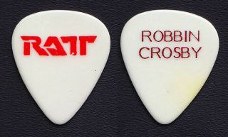 Vintage Ratt Robbin Crosby White/red Guitar Pick - 1984 Out Of The Cellar Tour