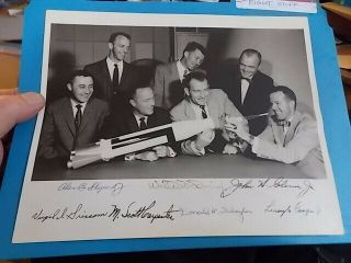 Rare Nasa Mercury Seven 7 Signed Photo,  Alan Shepard,  Gus Grissom,  John Glen,