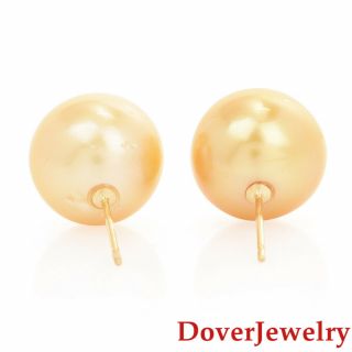 Estate Golden 13mm South Sea Pearl 18K Yellow Gold Stud Earrings 6.  2 Gram NR 3