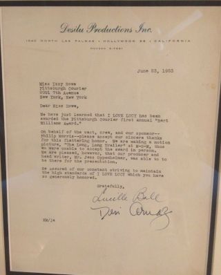 Ultra Rare Orig.  1953 Letter Signed By Both Lucy & Desi W/ " I Love Lucy " Content