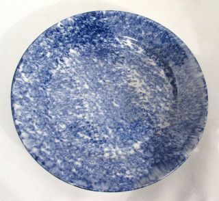 Antique Sponge Ware Spatter Plate Blue & White 9 1/4 Inches
