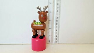 Deer Wooden Push Button Puppet Toy Collapsing Cute