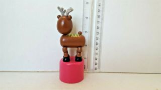 DEER WOODEN PUSH BUTTON PUPPET TOY COLLAPSING CUTE 2