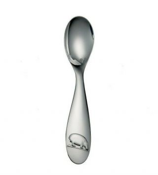Savane by Christofle Paris Silver Plate Child Plate and Baby Spoon Set 3