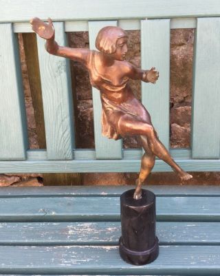 Art Deco Lady By Limousin 1920s Fire Dancer Patinated Bronze