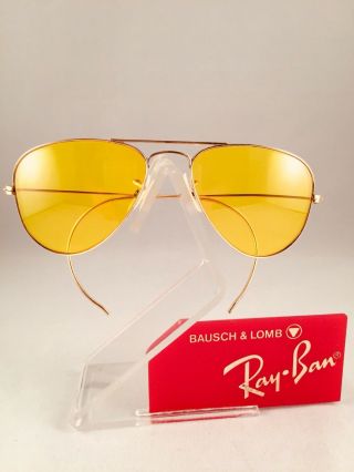 Vintage Ray Ban Bausch Yellow Kalichrome 1/20 10k Gf Gold Filled 52mm Sunglasses