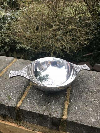 Antique Style Scottish Solid Silver Wine Tester Quaich Bowl By Francis Howard
