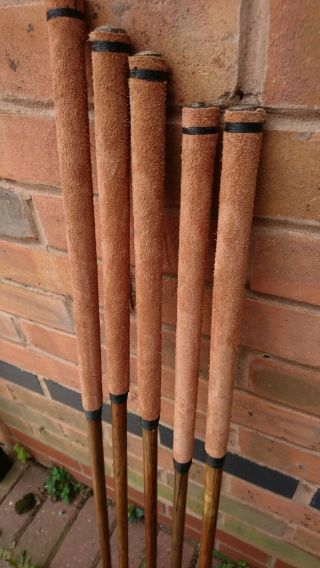 5x Nicoll Irons.  Playing set.  Vintage antique hickory golf clubs 4
