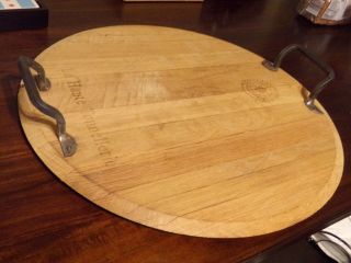 Provence Platter Repurposed Vtg Oak Wine Barrel Wood Platter.  By Ivan Hull