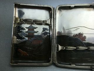 MEIJI ERA JAPANESE CIGARETTE LIGHTER NIELLO STERLING SILVER CASE MIXED METAL 6