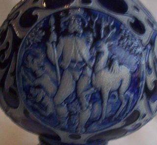 Westerwald Stoneware Vase depicting Conversion of Saint Hubert with the Stag 2 5