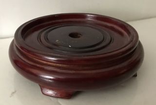 Chinese Red Wood Stan Vase Display Lamp Base 4.  5” Diameter 3 7/8”inner 1” Tall