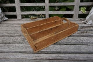 Vintage Rustic Timber Wood Cutlery Tray Box Caddy Dovetailed Corners