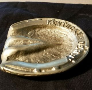 Rare Vintage " Kentucky Derby " Heavy Brass Horseshoe Shaped 4 " Ashtray