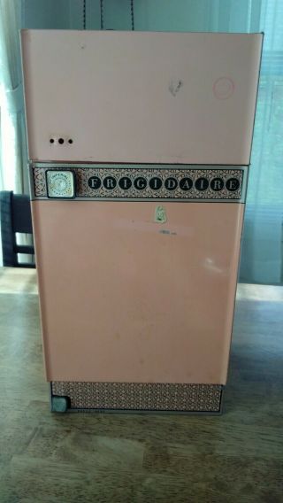 Vintage Toy Woverine Frigidaire Metal Refrigerator Pink Child 