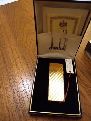 Vintage DUNHILL GOLD Plate Rollagas Lighter Made for the Iraq generals /Box 3