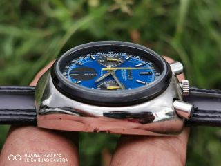 Citizan Bullhead Chronograph Automatic Cal.  8110A men ' s watch vintage Japan made 6