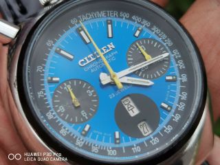 Citizan Bullhead Chronograph Automatic Cal.  8110A men ' s watch vintage Japan made 7