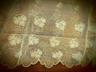 (PAIR) ANTIQUE MATCHING FRENCH NORMANDY LACE BED COVERLETS - IVORY - 5