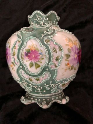 Vintage Nippon Hand Painted Moriage Tulip Vase - about 5 1/4 