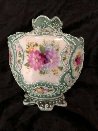 Vintage Nippon Hand Painted Moriage Tulip Vase - about 5 1/4 