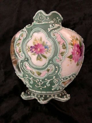 Vintage Nippon Hand Painted Moriage Tulip Vase - about 5 1/4 