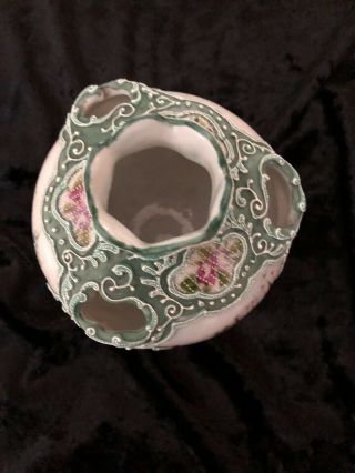 Vintage Nippon Hand Painted Moriage Tulip Vase - about 5 1/4 