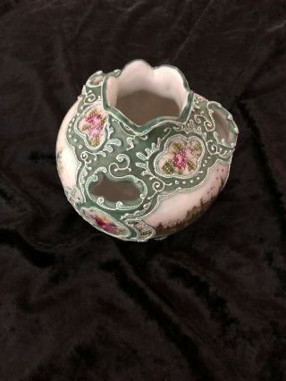 Vintage Nippon Hand Painted Moriage Tulip Vase - about 5 1/4 