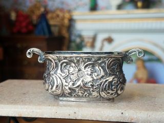 Antique Dollhouse Miniature Sterling Silver Planter 1:12