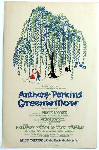 Triton Offers Rare Orig 1960 Broadway Poster Greenwillow Anthony Perkins Musical