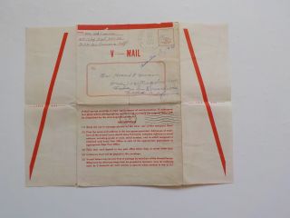 WWII V - Mail Christmas Greeting Card Envelope Form 19th Infantry WW II VTG WW2 2