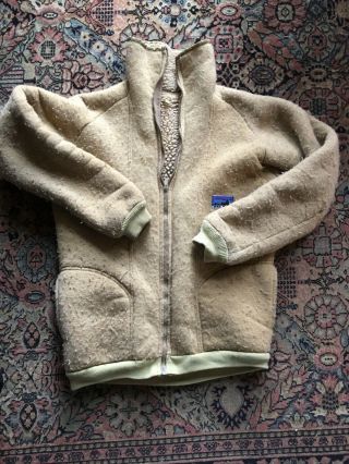 Vintage 70s Patagonia 1st Label Deep Pile Cardigan Jacket Size Medium - Rare