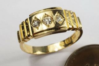 Pretty Little Antique English 18k Gold Old Cut Diamond Trilogy Ring C1888