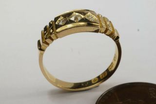 PRETTY LITTLE ANTIQUE ENGLISH 18K GOLD OLD CUT DIAMOND TRILOGY RING c1888 2