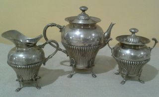 Vintage 800 Silver Footed Tea Set (lot6011)
