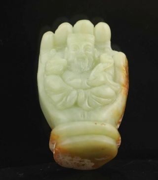 Chinese Natural Jade Hand - Carved Statue Buddha Pendant 1.  8 Inch