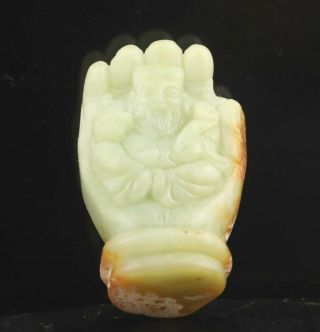 Chinese natural jade hand - carved statue buddha pendant 1.  8 inch 2