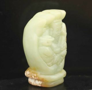 Chinese natural jade hand - carved statue buddha pendant 1.  8 inch 3