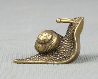40mm Collect Curio Chinese Small Bronze Exquisite Lifelike Animal Snail Statue