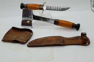 Vintage Rare Kinfolks Knife Hatchet My65 Usa Camping Survival Set Great Cond.