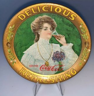 Antique 1905 Coca - Cola “juanita” Tin Advertising Tip Tray