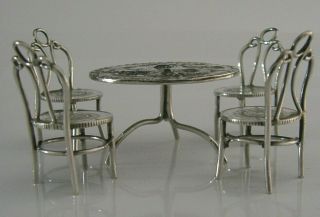 UNUSUAL CHINESE EXPORT SILVER 1912 2 JIAO COIN TABLE & CHAIRS c1920 ANTIQUE 4