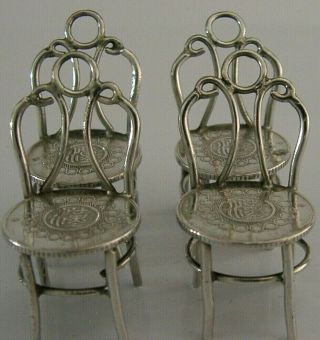 UNUSUAL CHINESE EXPORT SILVER 1912 2 JIAO COIN TABLE & CHAIRS c1920 ANTIQUE 6