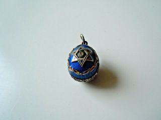 Very Rare Imperial Russian 84 Silver Enamel Egg Pendant Faberge Design